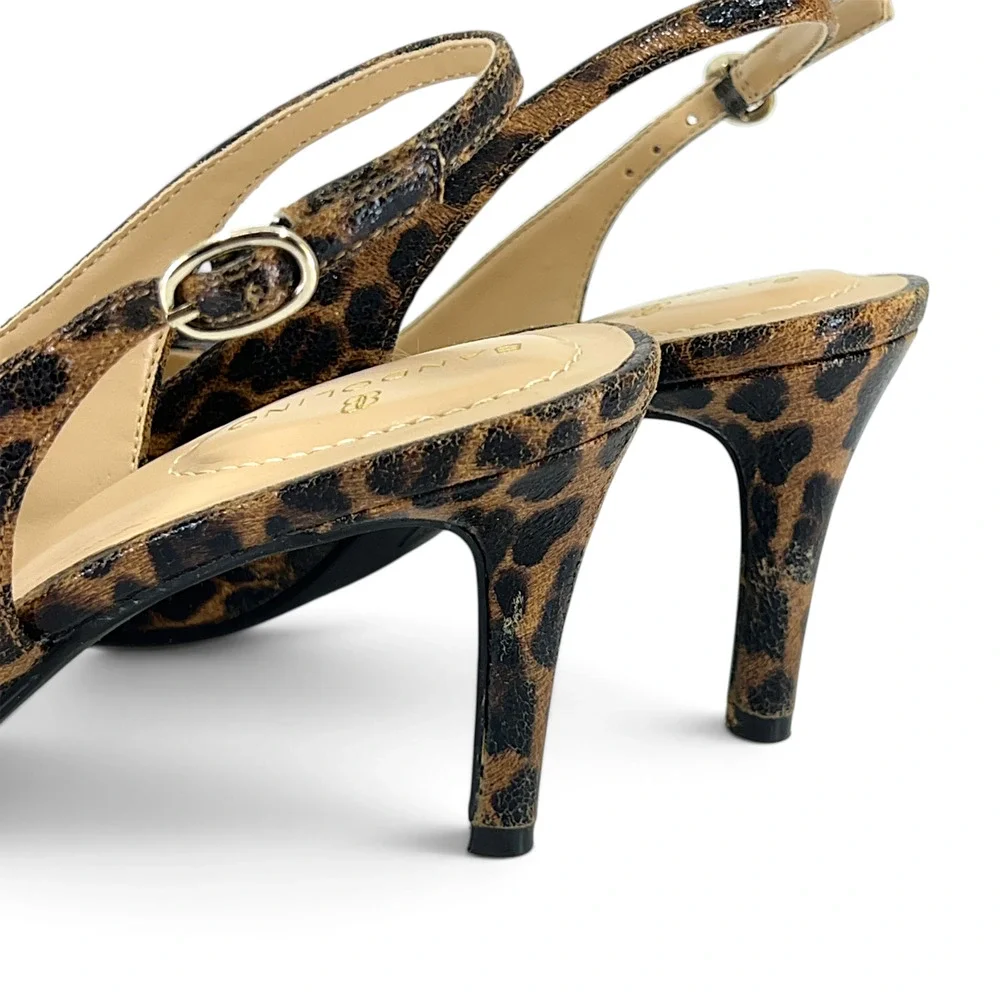 Bandolino Gelli3 Women’s 8M Leopard Print Slingback Kitten Heel Pumps